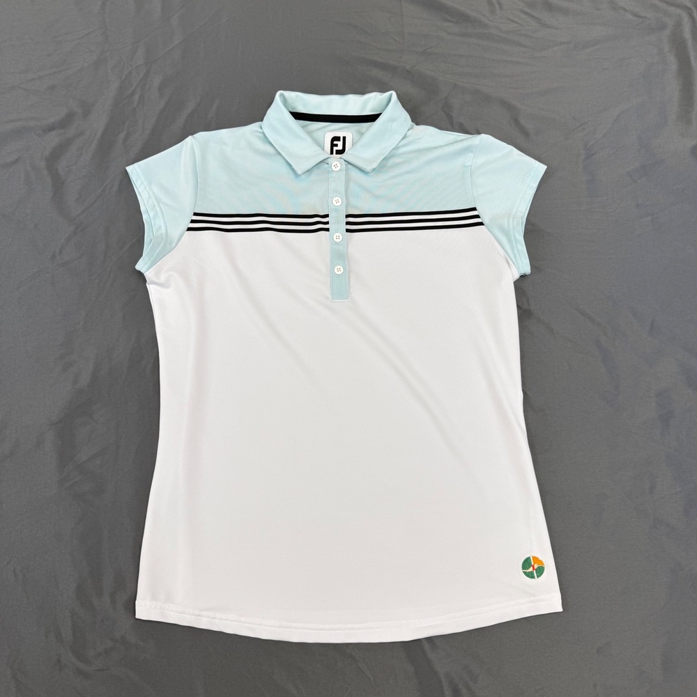 FootJoy ProDry Pumpkin Ridge Women S Blue Striped Sleeveless Golf Polo Shirt